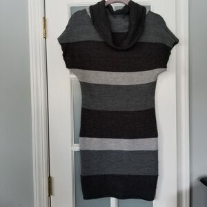 Pink Rose Gray Striped Cowl Neck sweater dress size PM